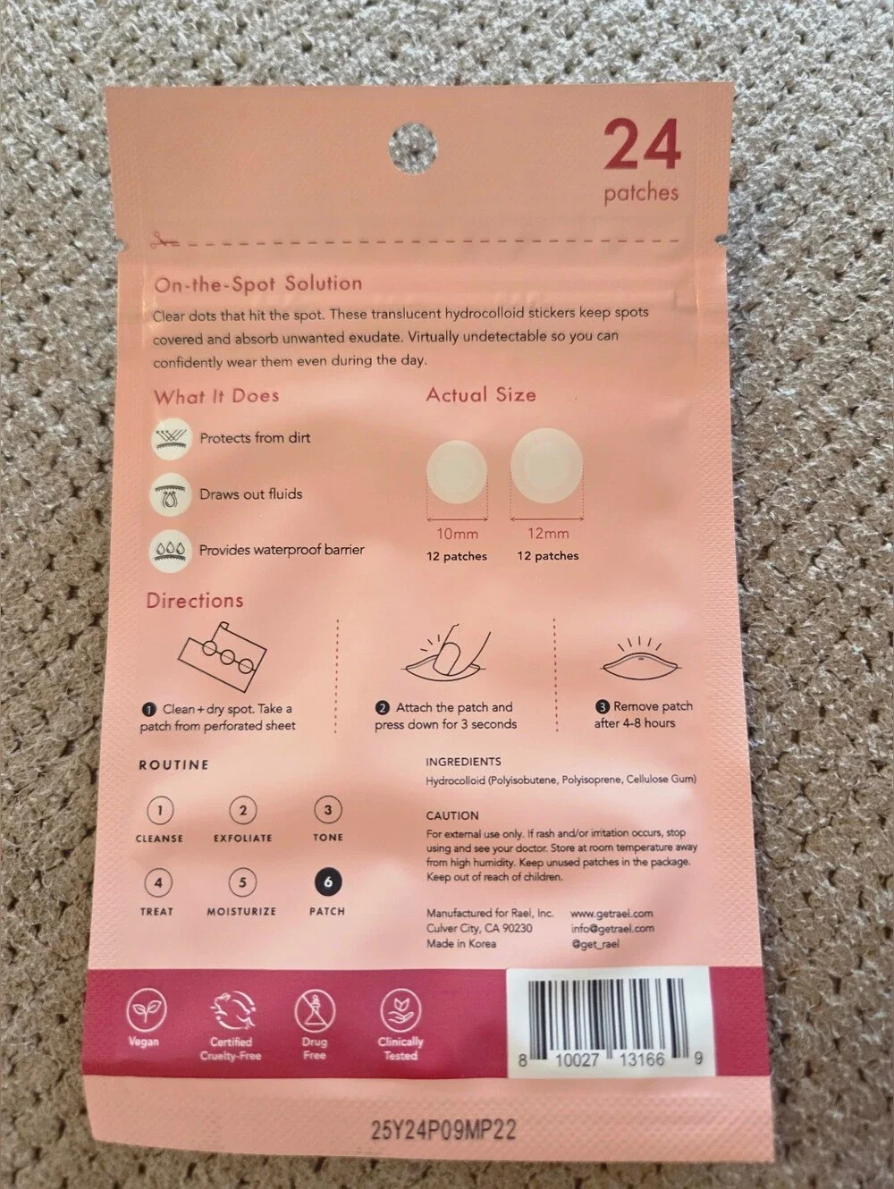 New Rael Beauty Miracle Pimple Patch Invisible Spot Cover for Acne - 24ct